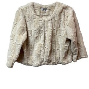 Signature By Robbie Bee‎ Cream Women’s Faux Fur Evening Coat Jacket Size XL